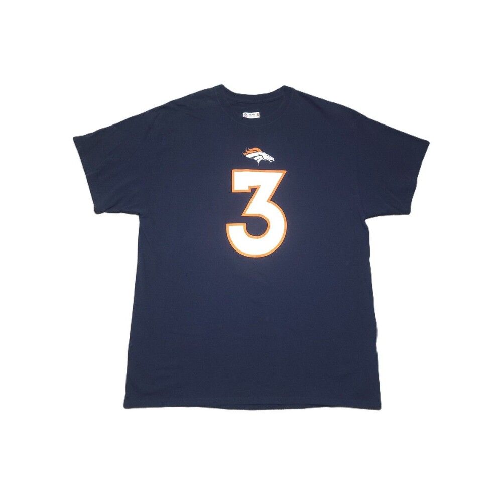 NFL Denver Broncos Team Apparel T Shirt Mens Size XL Blue #3 Russell Wilson